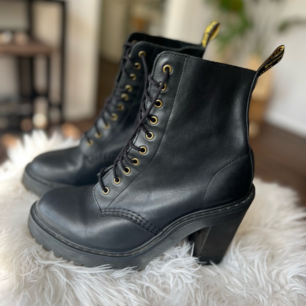 Dr Marten Black chunky heeled lace up boots. Women’s size 7